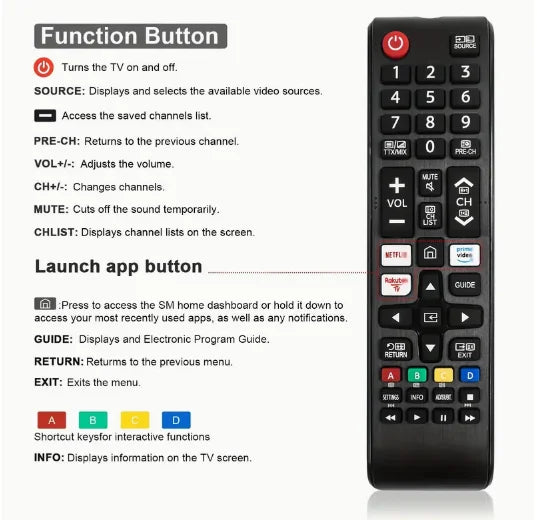 New BN59-01315B For Samsung TV Remote Control NETFLIX Prime Video