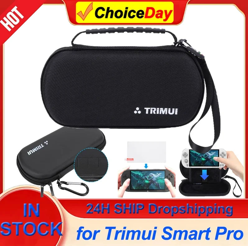 Hard EVA Carrying Case with Tempered Glass Film Handheld Game Console