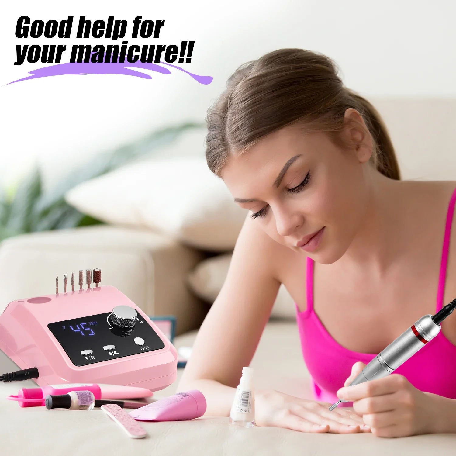 45000RPM Nail Drill Machine Professional Nail Lathe with Large LCD