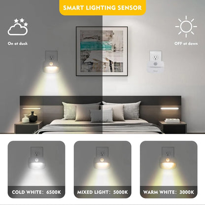 LED Night Light EU Plug In Smart Motion Sensor Light 220V Wall Lamp