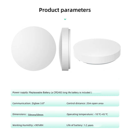 Tuya Zigbee Smart Wireless Scene Button Switch Remoter Multi-scene