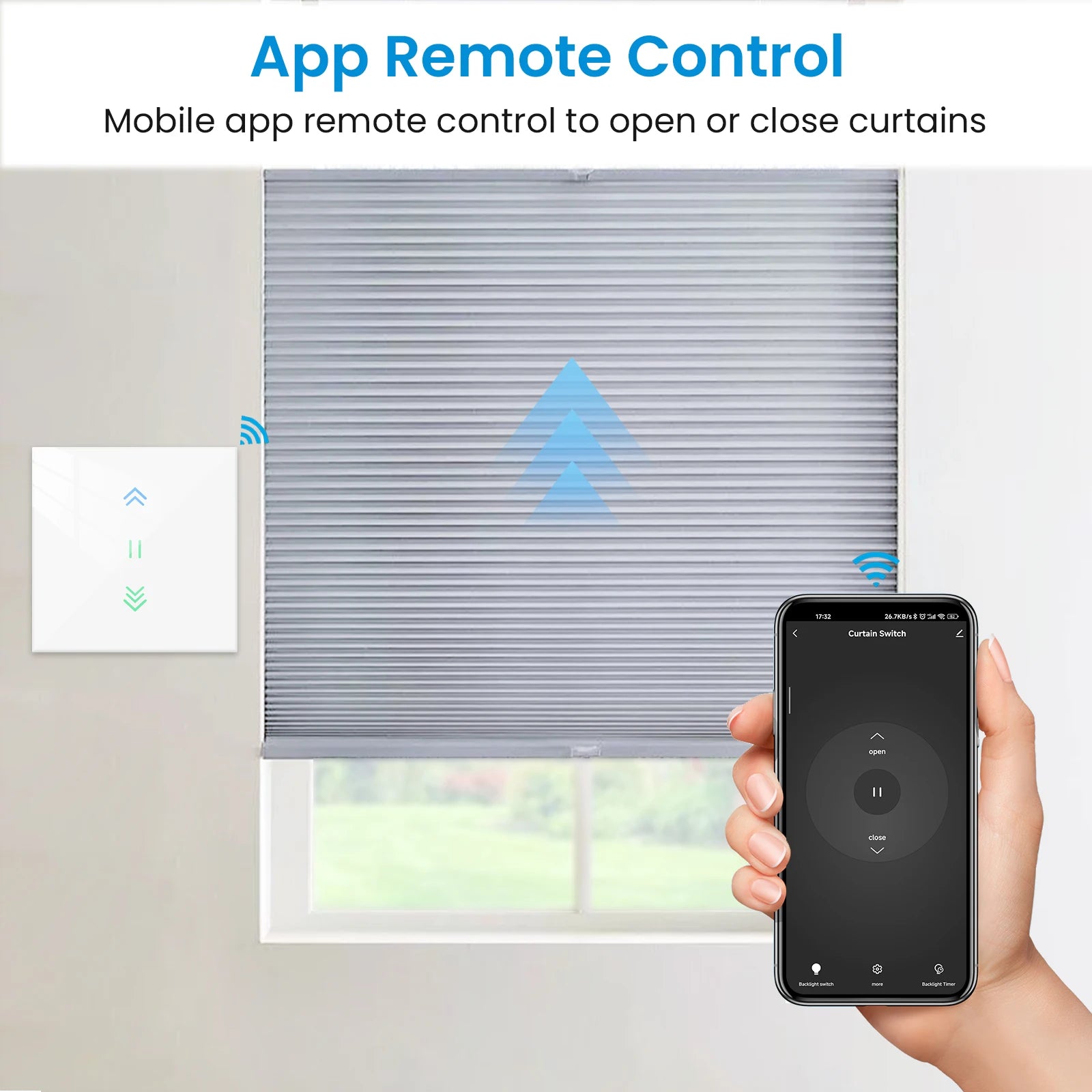 LoraTap Curtain Roller Shutter WiFi Blinds Switch Backlight Tubular