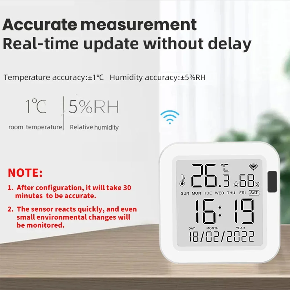 Tuya WiFi Temperature Humidity Smart Sensor With Backlight for Smart