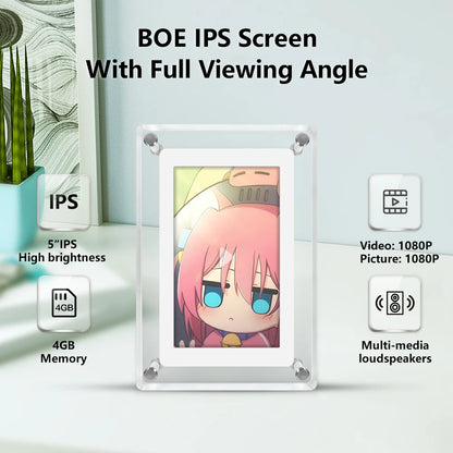 Acrylic Digital Photo Frame 5 Inch 1200mAh Vertical Display IPS Screen