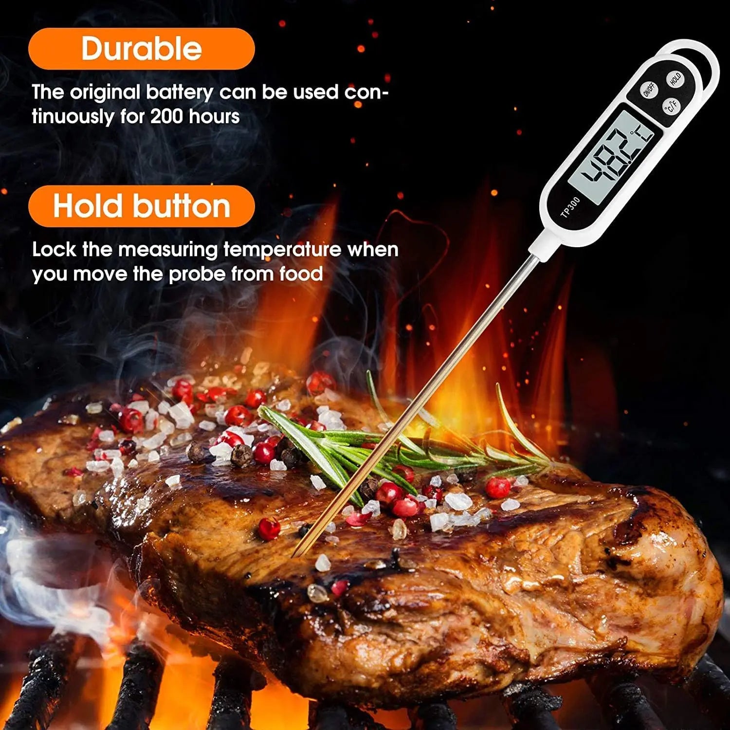 Food Thermometer Digital Meat Cooking Thermometer Instant Read Long