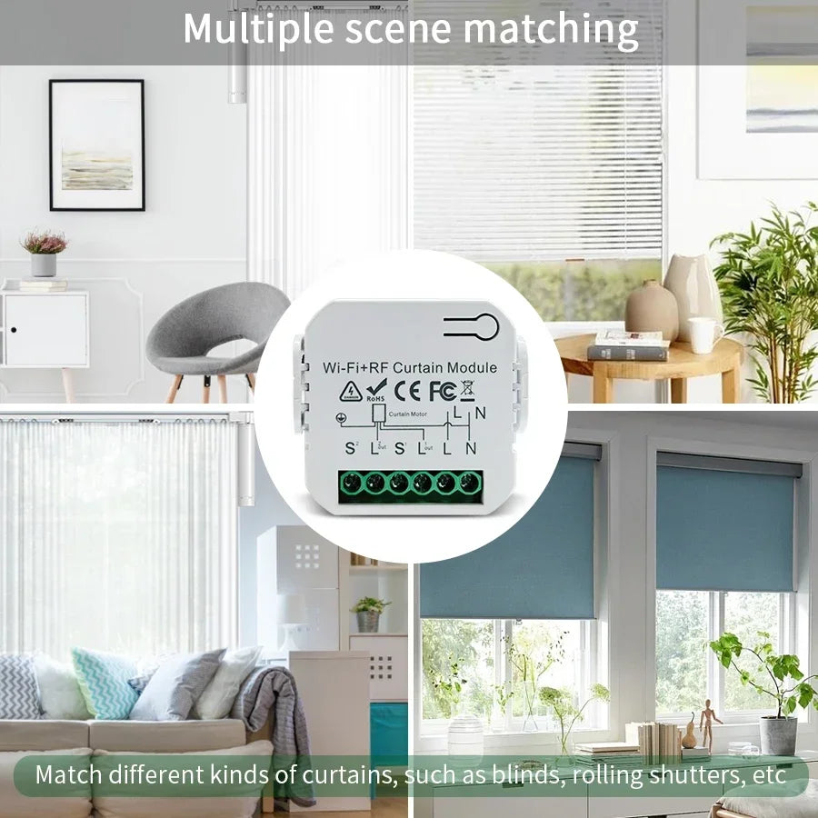 Tuya Wifi Smart Switch with RF 433MHz Remote for Curtain Shutters