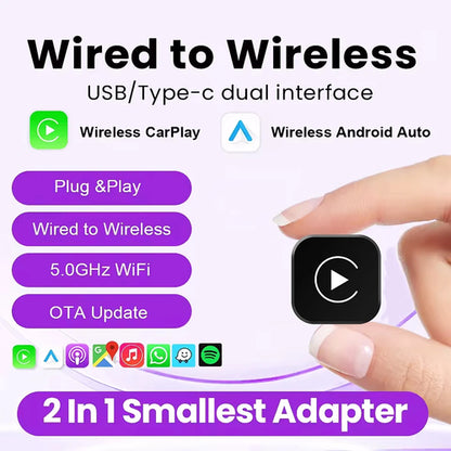 Carplay Wireless Adapter Android Auto 2in 1 Smart Dongle 2025 5G WIFI