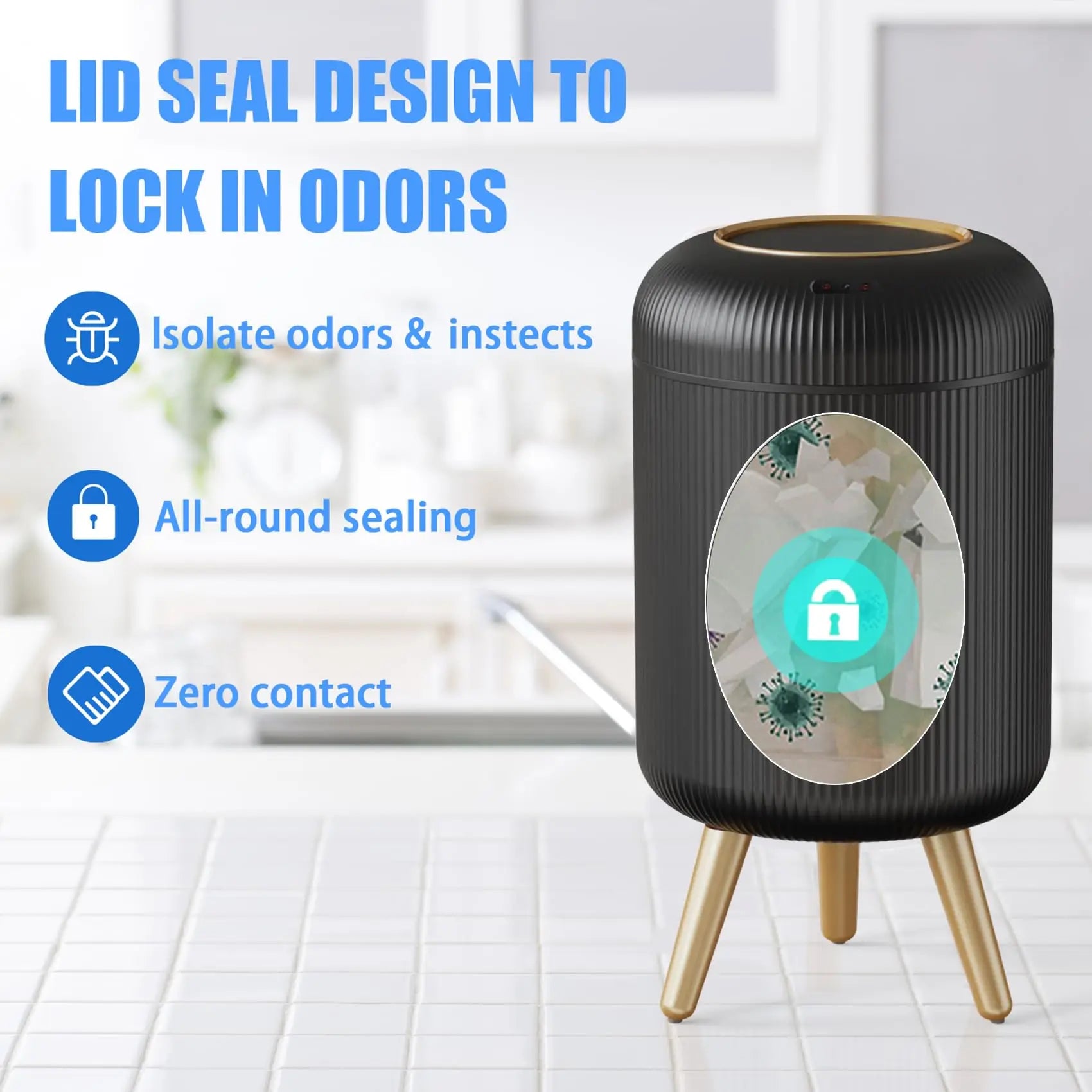 2025 New Smart Dustbin with Lid Automatic Sensor Kitchen Trash Bin