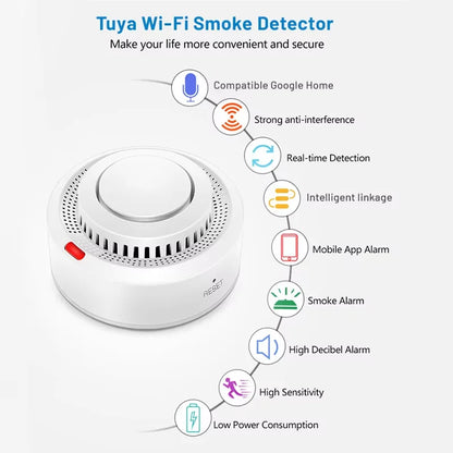 Tuya Smart WiFi Smoke Sensor Fire Protection Smoke Detector 85dB Sound