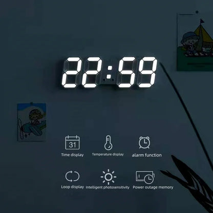 3D Mini Clock LED Digital Wall Clock Desk Clock Electronic Alarm Clock
