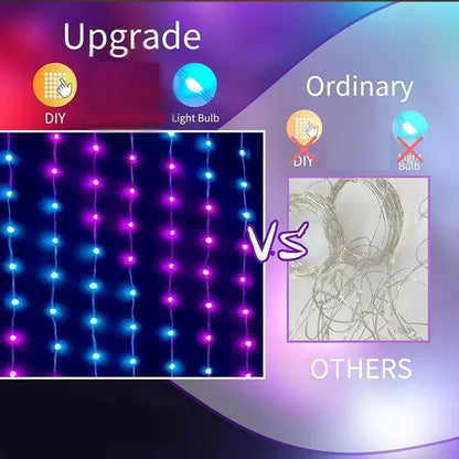 1/2PCS Smart LED Curtain Lights LED Fairy Lights App Control Music