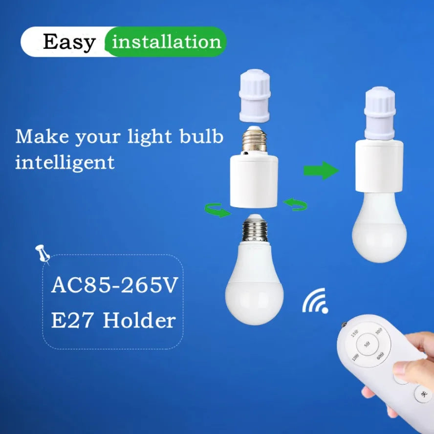 E27 60W Wireless Remote Control Smart Timer Switch Lamp Holder 110V