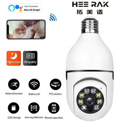Full Color Night Vision 5G Bulb E27 Surveillance Camera Automatic