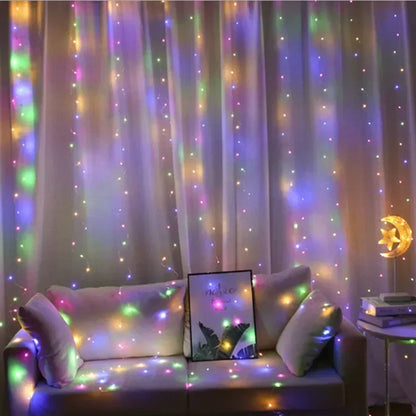 6x3M/3x3m Curtain Garland on The Window USB Power Fairy Lights Festoon