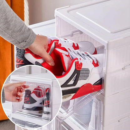 3/6 Layers Foldable Shoes Storage Box Transparent Sneaker Shoes Box