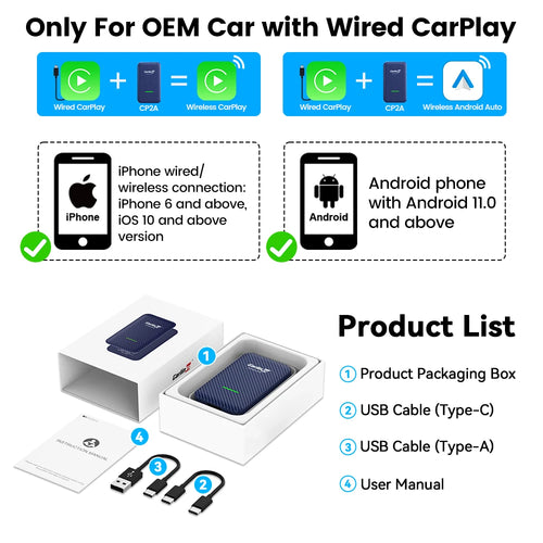 CarlinKit 5.0 Wireless CarPlay Android Auto Adapter 3 in 1 Wireless