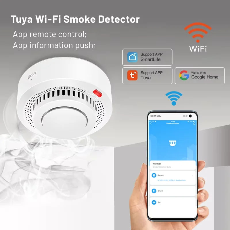 Tuya Smart WiFi Smoke Sensor Fire Protection Smoke Detector 85dB Sound
