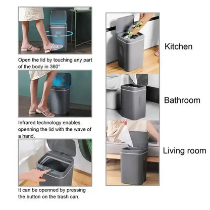 16L Automatic Sensor Trash Can Electric Touchless Smart Bin Kitchen