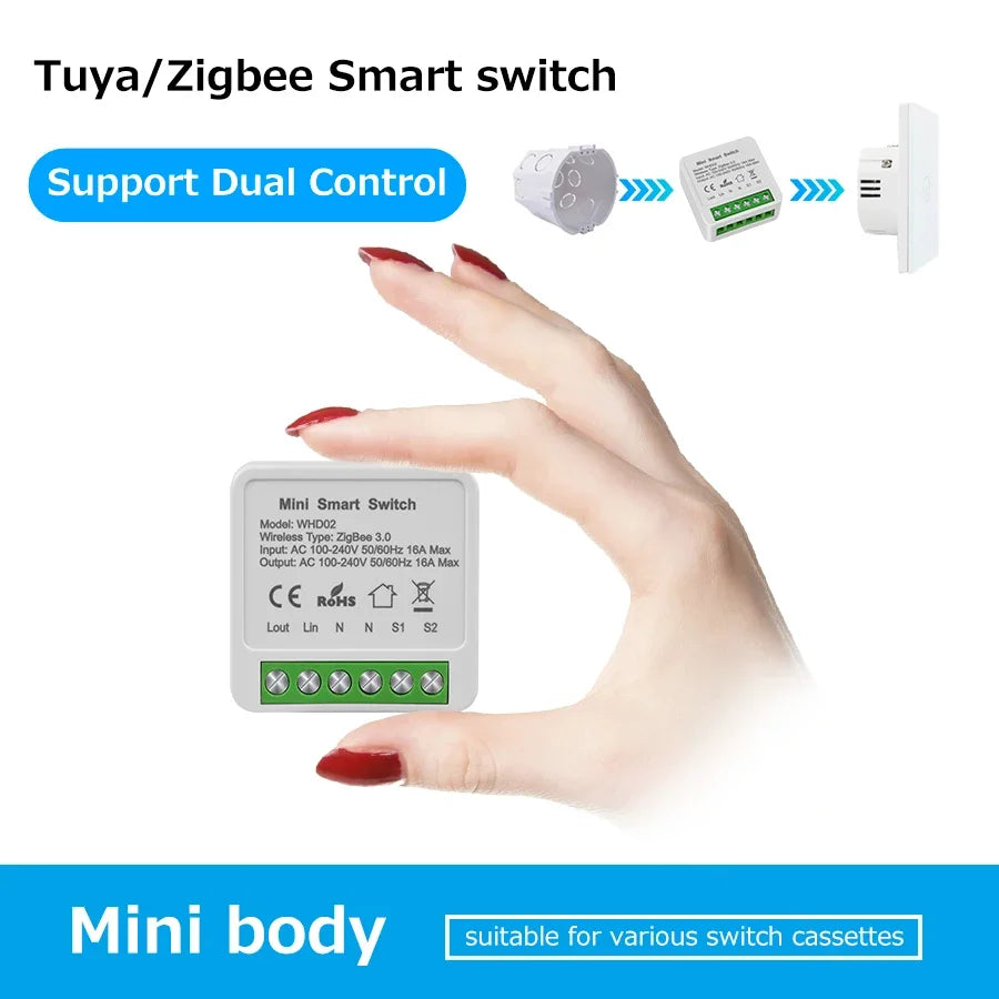 Tuya ZigBee WiFi Smart Switch 2 Way Control Breaker Relay 220V 110V