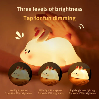 LED Night light Silicone Rabbit Touch Sensor lamp Cute Animal Light