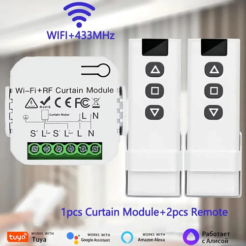 Tuya Wifi Smart Switch with RF 433MHz Remote for Curtain Shutters