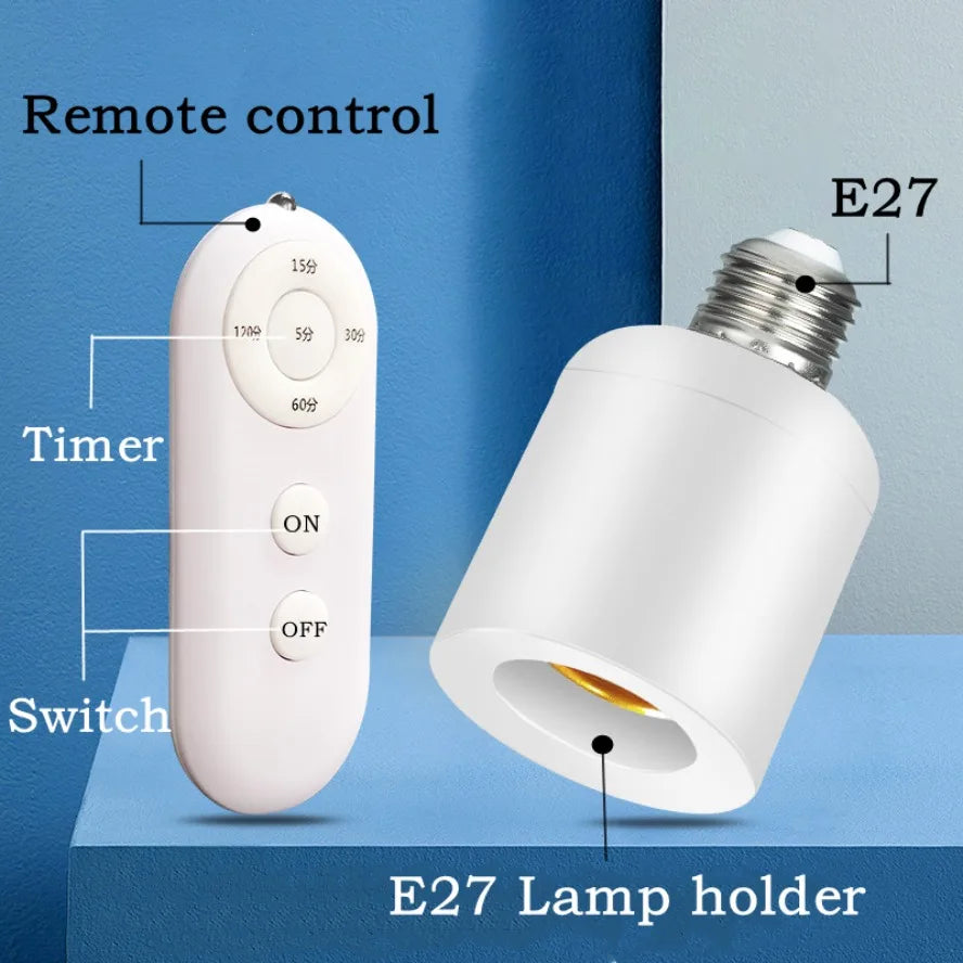 E27 60W Wireless Remote Control Smart Timer Switch Lamp Holder 110V