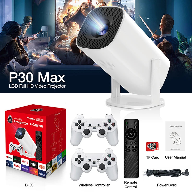 Android 11 Game Projector P30MAX Retro Video Game Consoles Dual WIFI