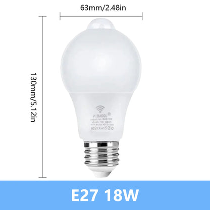 Motion Sensor LED Light 220V 110V E27 B22 12W 15W 18W LED Lamp Auto