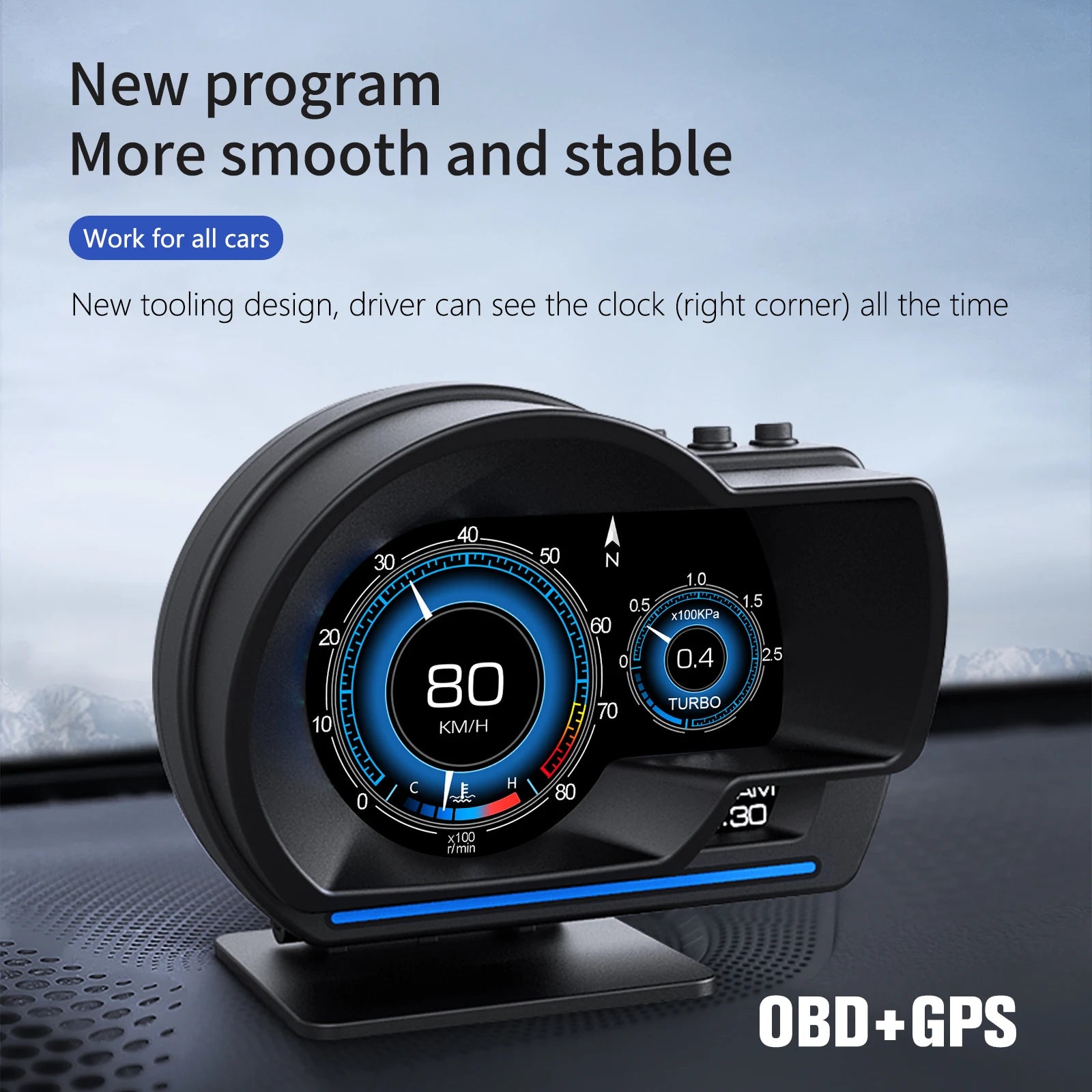Car HUD Head-Up Display P6, OBD+GPS Smart Instrument Panel,