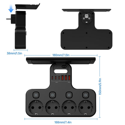 4000W EU Multifunction Socket Smart Night Light Individual Switch EU