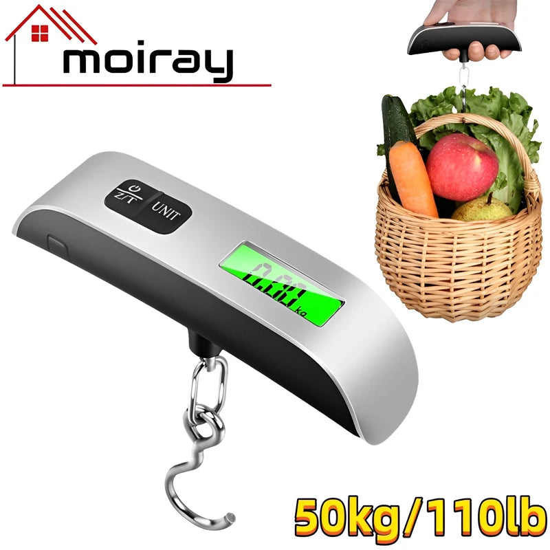 50kg/110lb Portable Electronic Hand Luggage Scale LCD Digital Display