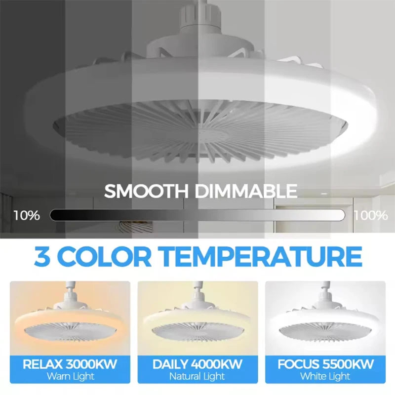 Rotatable 3in1 Ceiling fan light E27 LED Converter Base smart remote