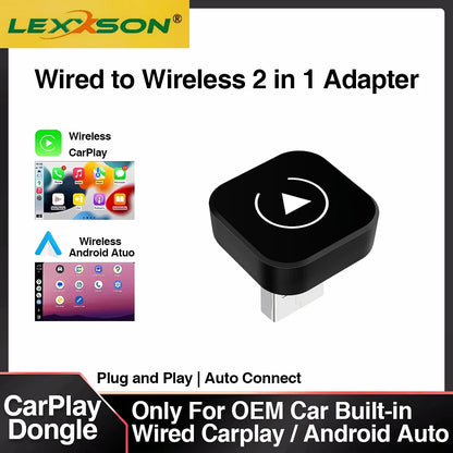 2in1 Wireless CarPlay Dongle Wireless Android Auto Adapter AI Smart