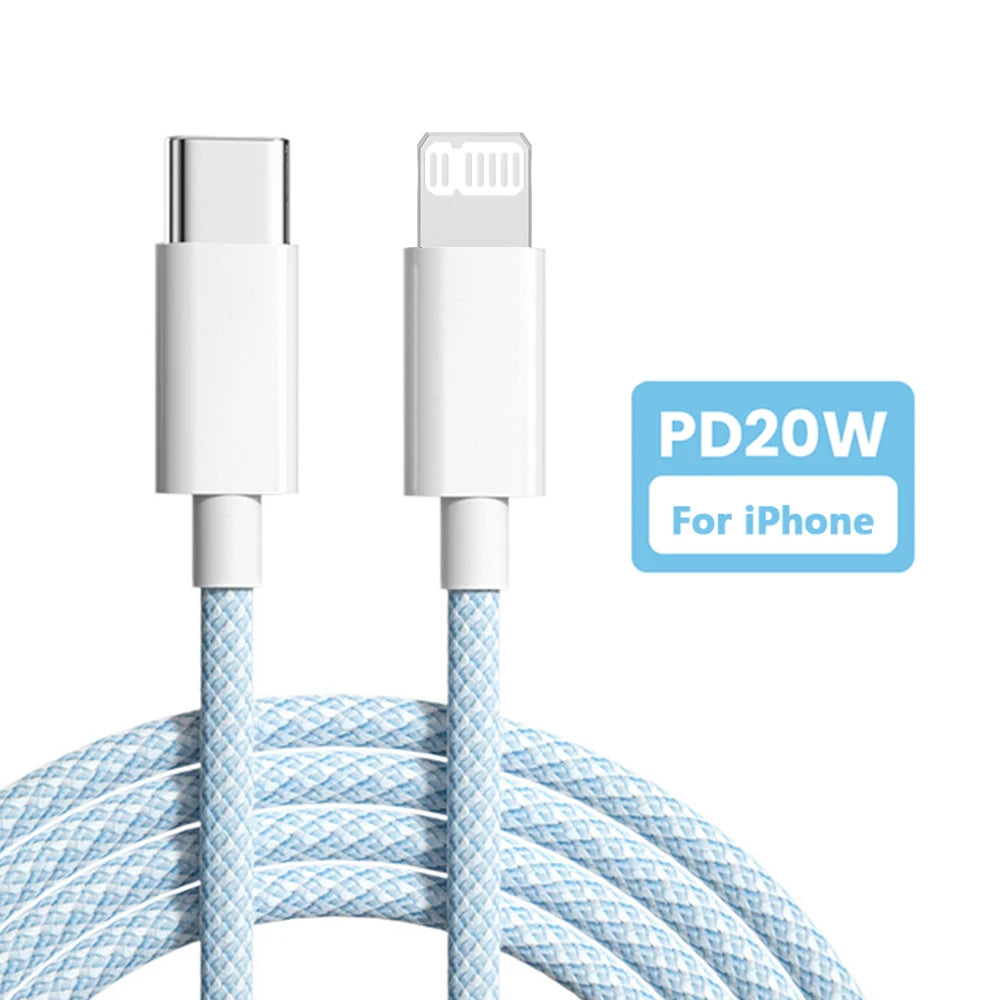PD 20W USB C Cable For iPhone 14 13 12 11 Pro Max Xs 8 Plus iPad Wire
