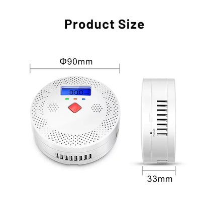 Tuya WiFi Smart Carbon Monoxide Detector Alarm 85dB Sound Warning LCD