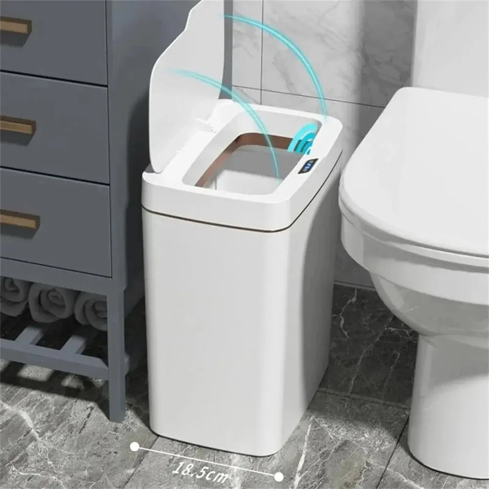 Smart Bathroom Trash Can Automatic Bagging Electronic Trash Can White