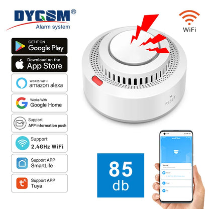 360° Comprehensive Detection, Tuya Smart WiFi Smoke Detector, Remote