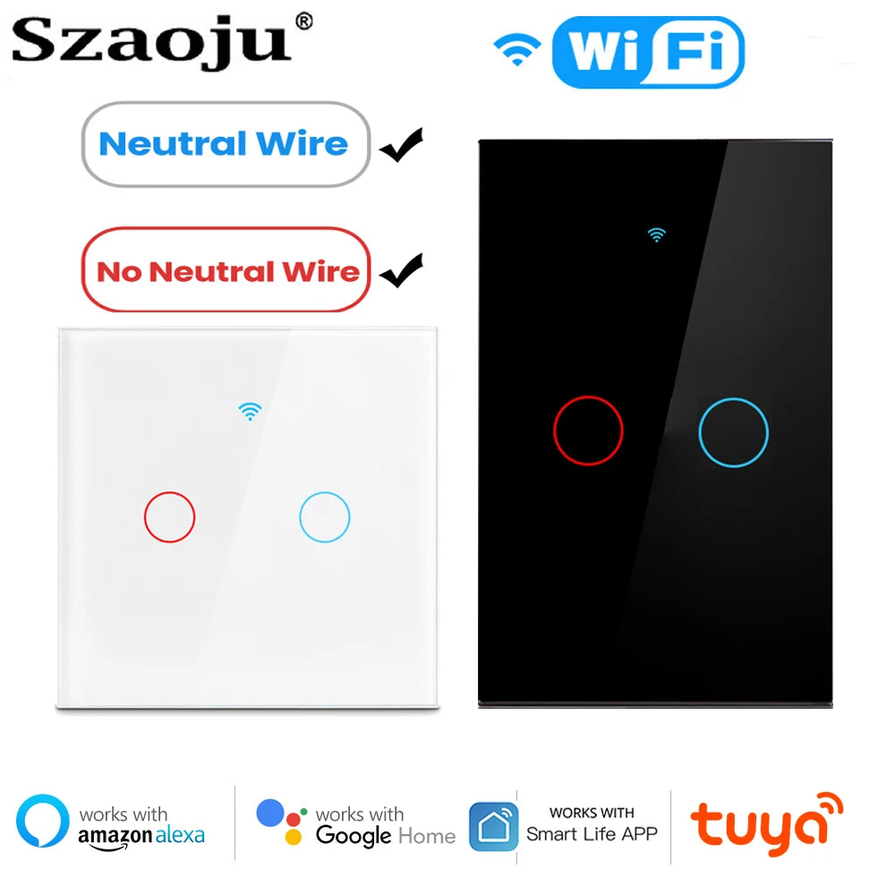 Work with Tuya WIFI Smart Home Switch Light Wall US/EU Glass Touch