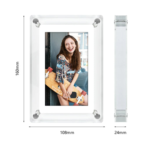 Acrylic Digital Photo Frame 5 Inch 1200mAh Vertical Display IPS Screen