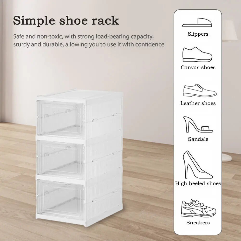 3/6 Layers Foldable Shoes Storage Box Transparent Sneaker Shoes Box
