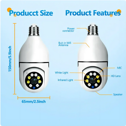 Full Color Night Vision 5G Bulb E27 Surveillance Camera Automatic