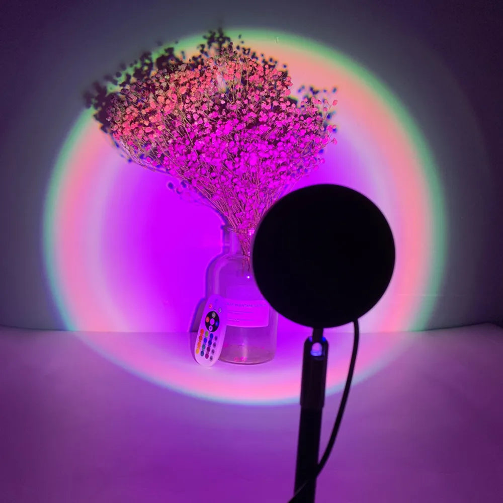 Rainbow Sunset Projector Night Light RGB Lamp for Home Coffe shop