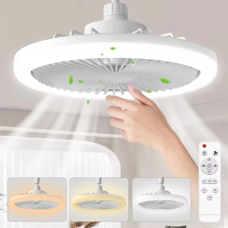 Rotatable 3in1 Ceiling fan light E27 LED Converter Base smart remote