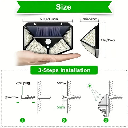 100 LED Outdoor Solar Wall Lamp Waterproof Garden Solar Lights
