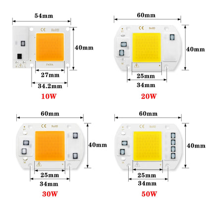 COB Chip LED Lamp 220V 10W 20W 30W 50W Smart IC No Need Driver Lampada