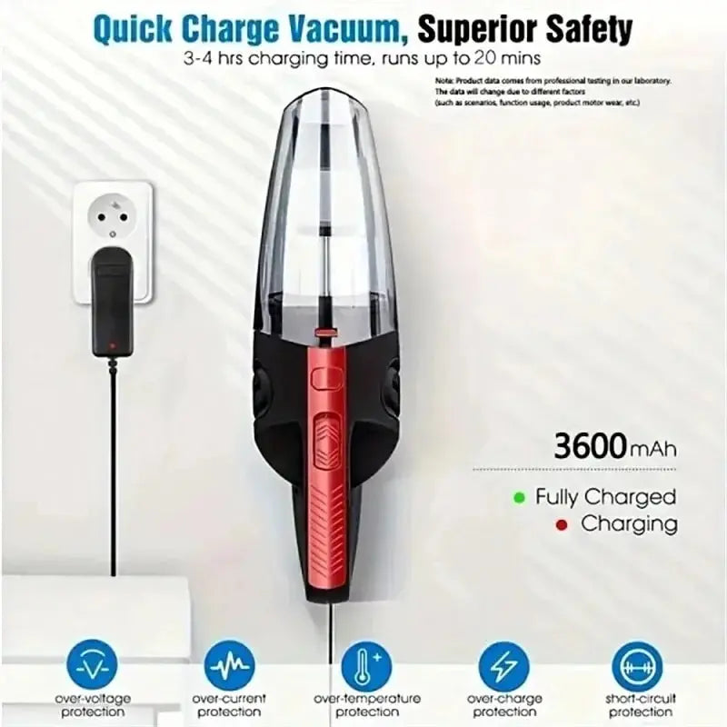 Portable Car Wireless Vacuum Cleaner Powerful Suction Rechargeable