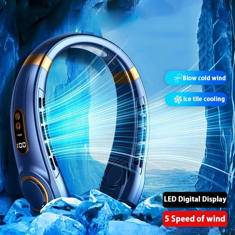 JKUOO Portable Neck Fan,Hands Free Bladeless Fan with LED 4 Cooling