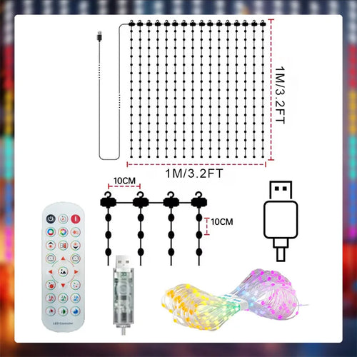 1/2PCS Smart LED Curtain Lights LED Fairy Lights App Control Music