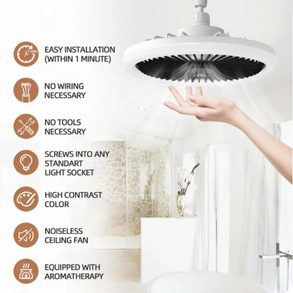Rotatable 3in1 Ceiling fan light E27 LED Converter Base smart remote