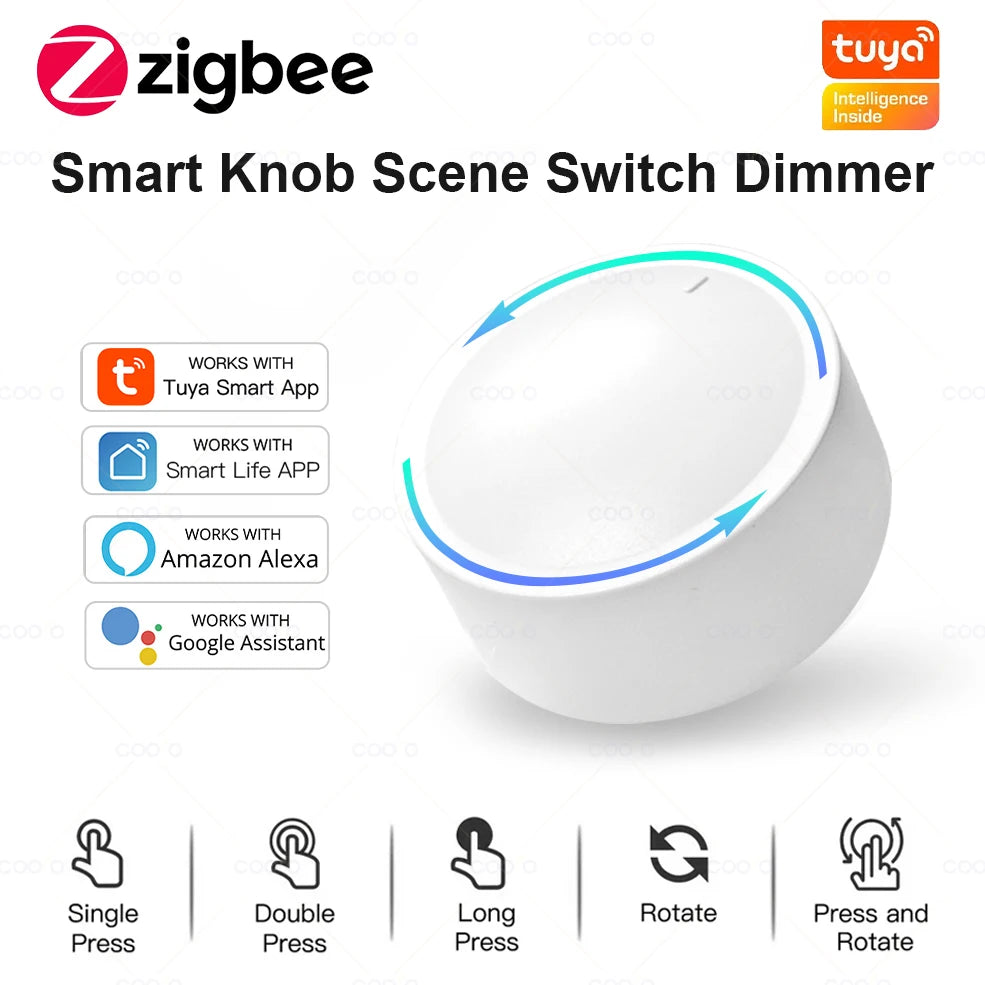 New Tuya ZigBee Smart Knob Switch DIY Wireless Scene Button Rotatable